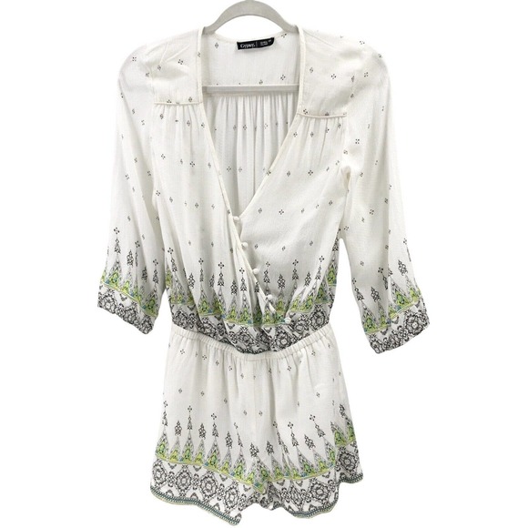 Gypsy 05 Global Village Womens Size XS Cross Front Romper Bohemian Printed - Picture 9 of 9